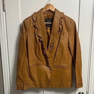 VINTAGE Terry Lewis Classic Luxuries Brown Leather Jacket